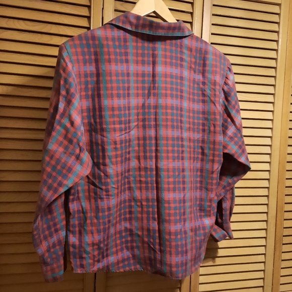 Koret red teal and purple plaid shirt - Picture 6 of 9